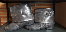 Aurora dance boots silver metallic pair folded down