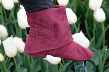 Aurora dance boot burgundy folded down