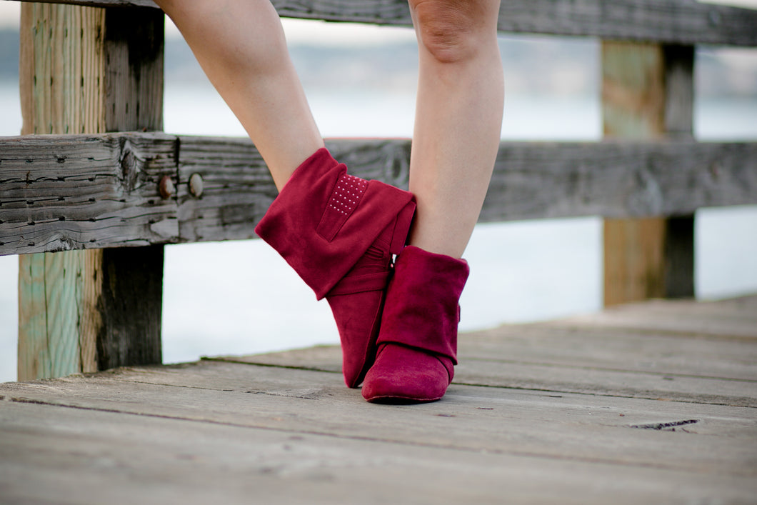 Aurora dance boots burgundy pair